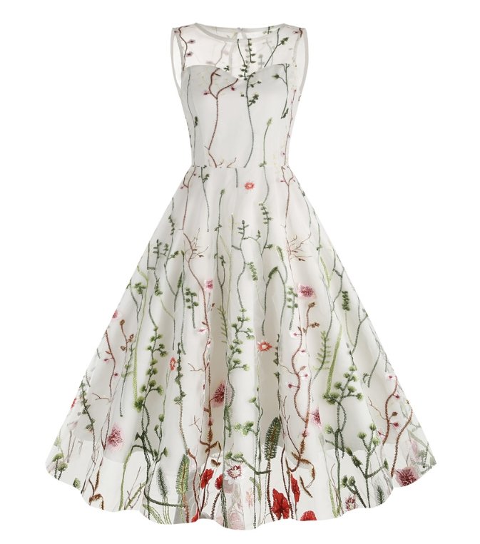 Abito A Fiori Vintage Stile Anni '50