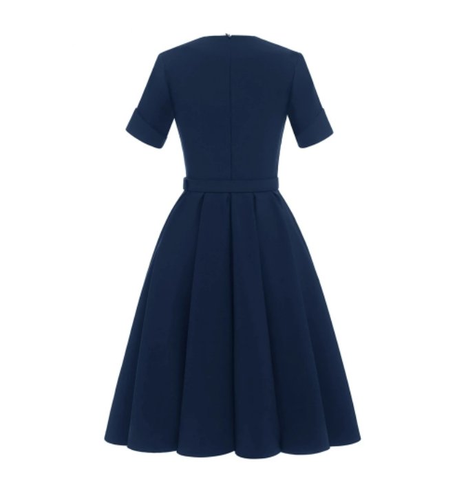 Abito In Stile Anni '50 Blu Navy Vintage