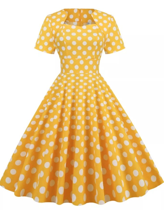 Abito Stile Vintage Anni '50 Giallo