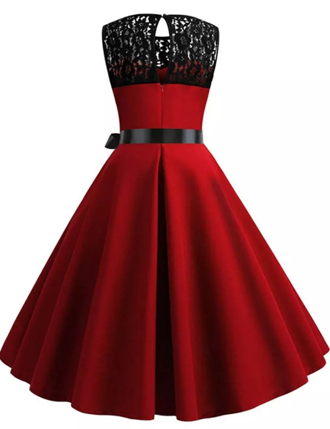 Abito Stile Anni '60 Da Donna Bordeaux