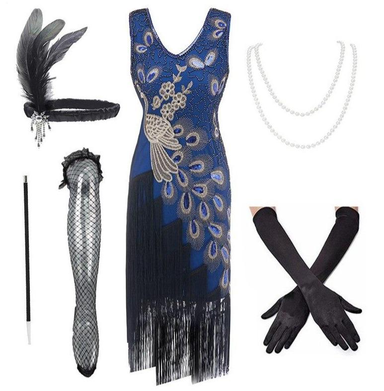 Abito Stile Gatsby Anni '20 Blu
