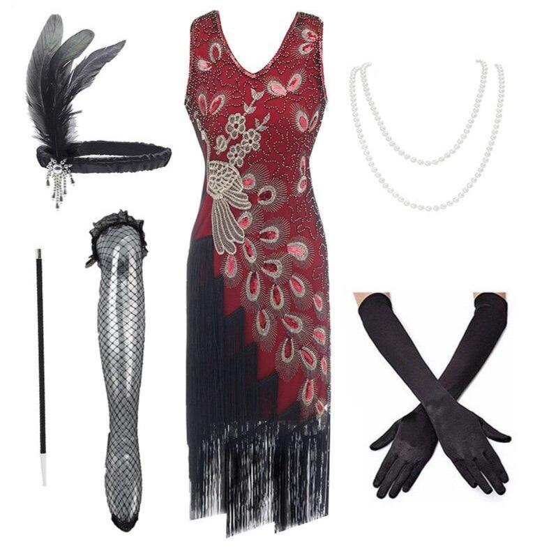 Abito Stile Gatsby Anni '20 Rosso