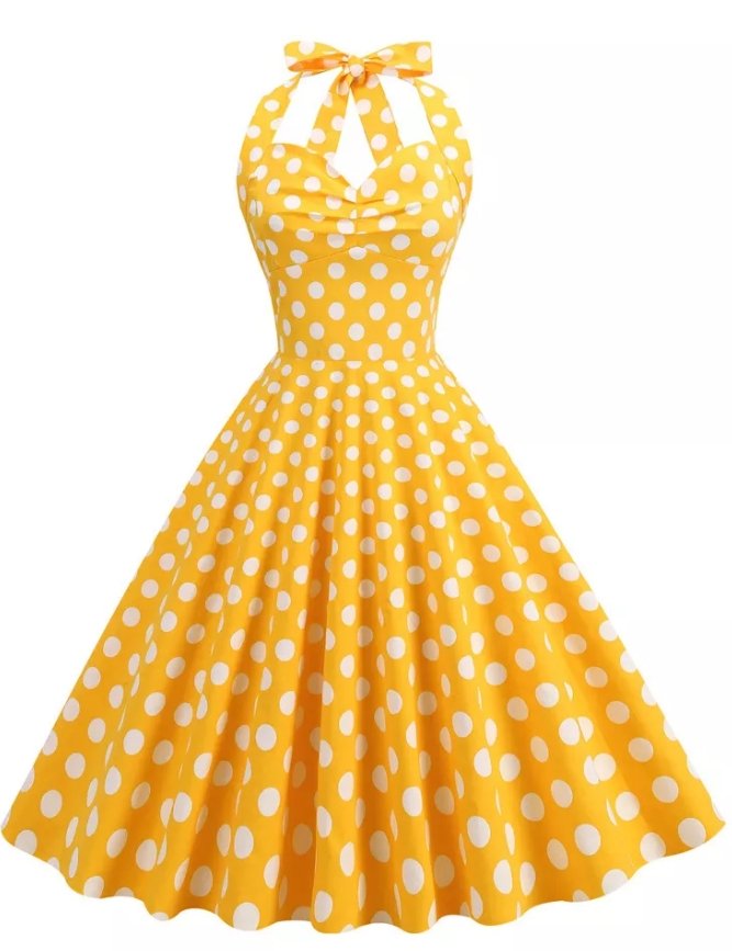 Abito Svasato Anni '50 A Spalla Scoperta