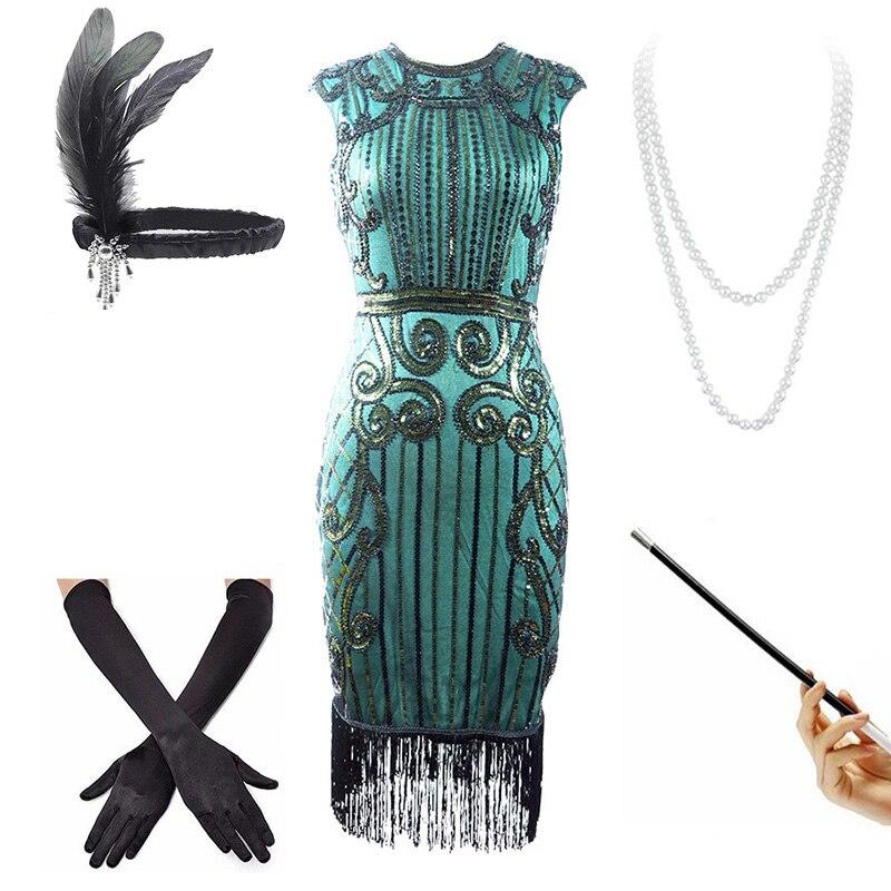 Abito Anni '20 A Vita Bassa Verde