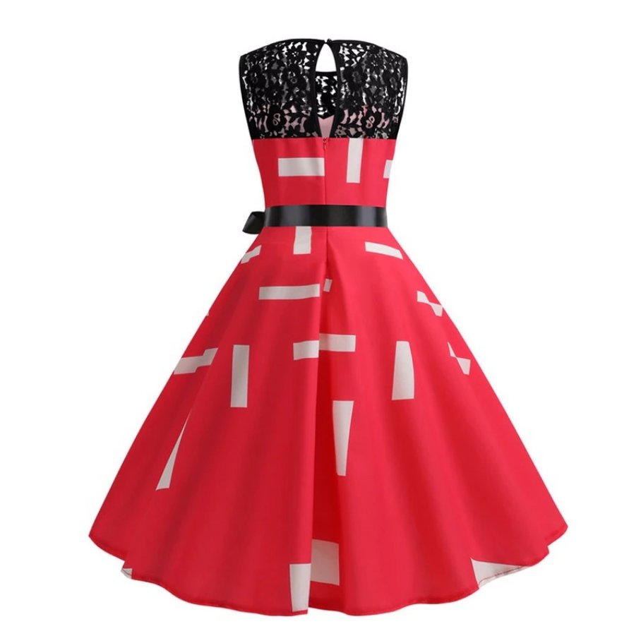 Abito Vintage A Trapezio Con Colletto In Pizzo