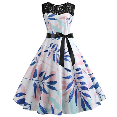 Abito Vintage A Trapezio A Fiori Blu