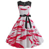 Abito A Trapezio Vintage Rosso E Bianco