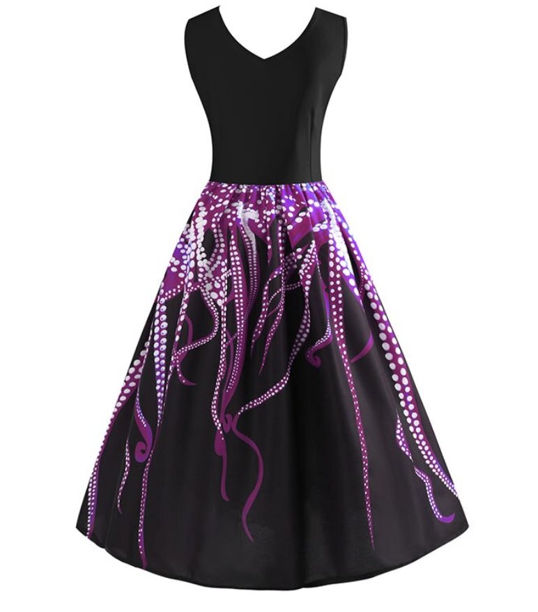 Abito Vintage A Trapezio Senza Maniche