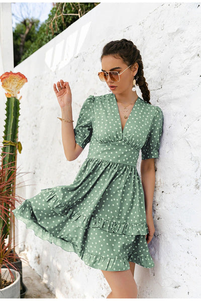 Abito Vintage Verde A Pois