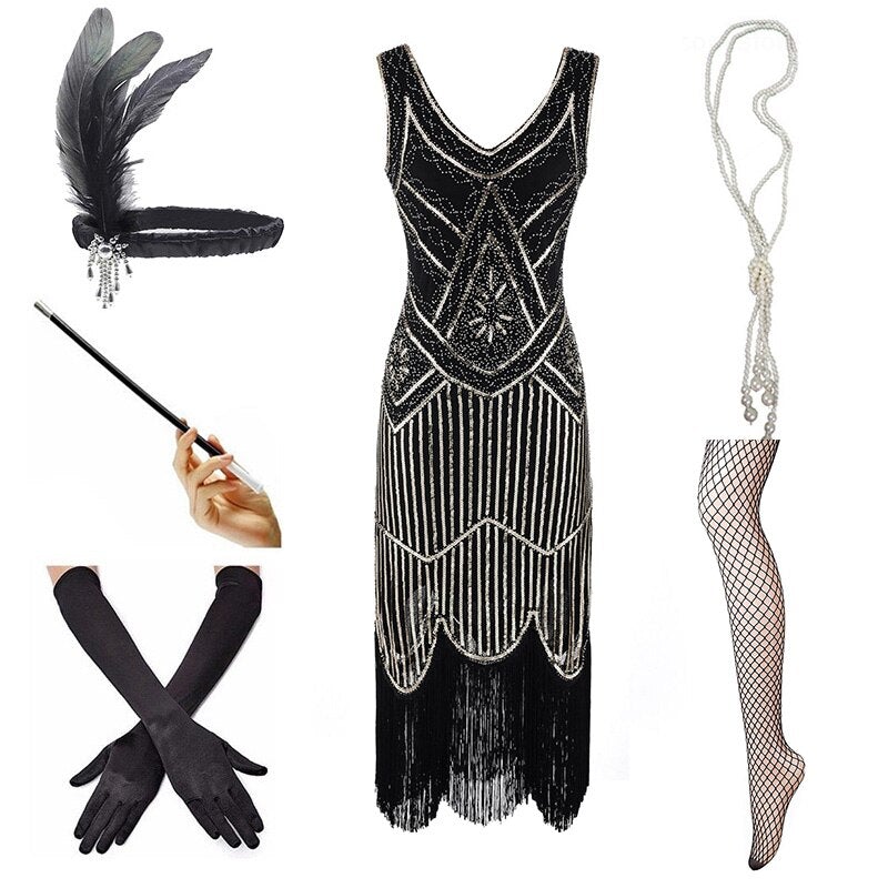 Abito In Oro Nero Vintage 1920