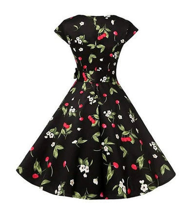 Abito Vintage Anni '50 Ciliegie Nere