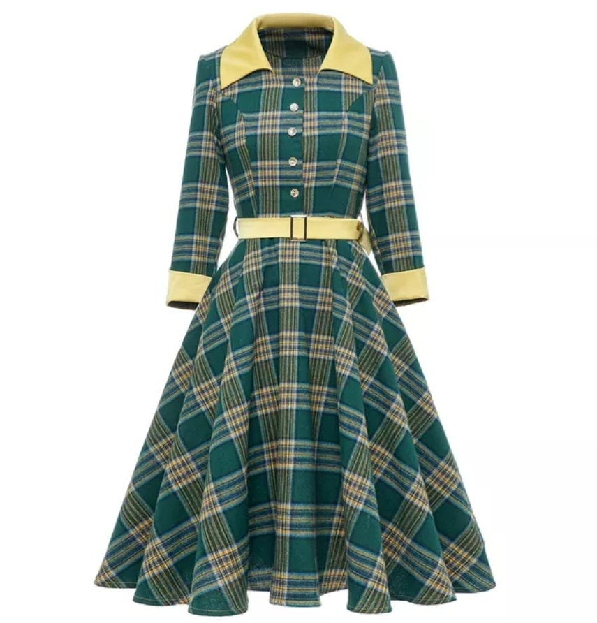 Abito 3/4 A Righe Vintage