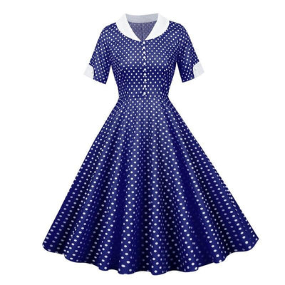 Abito Vintage A Pois Blu Anni '50