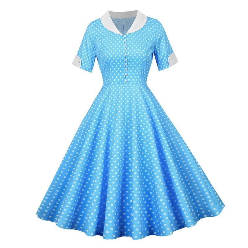 Abito Vintage A Pois Cielo Anni '50