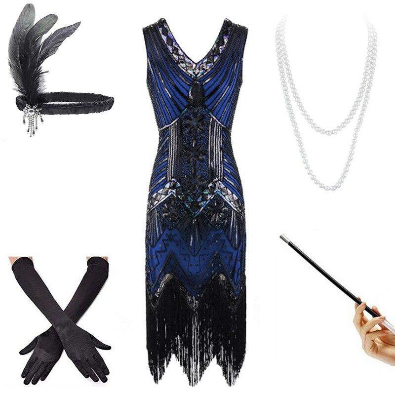 Abito Vintage Anni '20 Nero E Blu