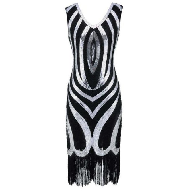 Abito Vintage Anni '20 Con Perline Nere