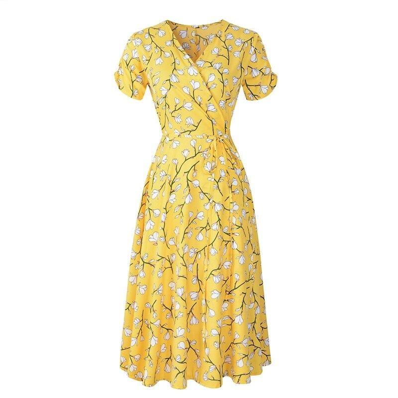 Abito Vintage Floreale Anni '40 Giallo