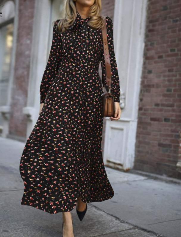 Abito Fluido Vintage Anni '40 Nero