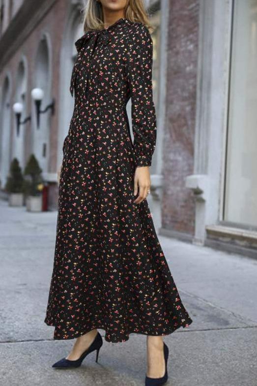 Abito Fluido Vintage Anni '40 Nero