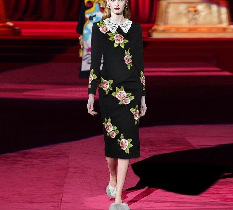 Abito Vintage Anni '40 Con Grandi Rose