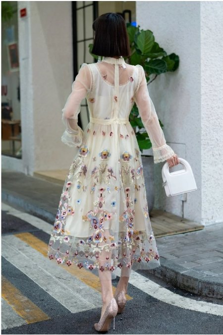 Abito Lungo Champagne Vintage Anni '40