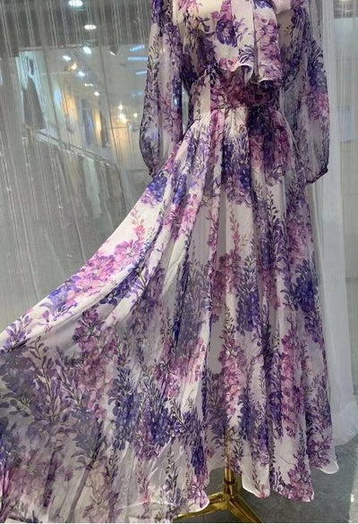 Abito Vintage Lungo Color Lavanda Anni '40