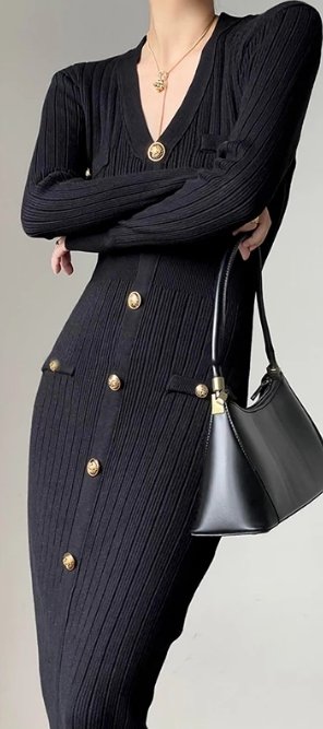 Abito Aderente Nero Vintage Anni '40