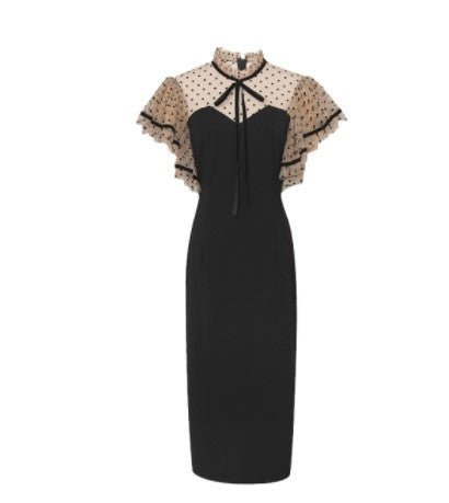 Abito Nero A Vita Alta Vintage Anni '40