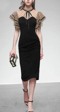 Abito Nero A Vita Alta Vintage Anni '40