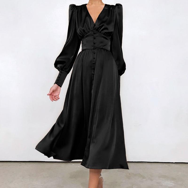 Abito Vintage Anni '40 In Raso Nero