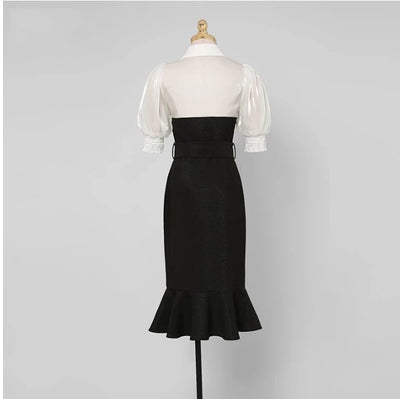Abito Vintage Nero A Vita Alta Anni '40