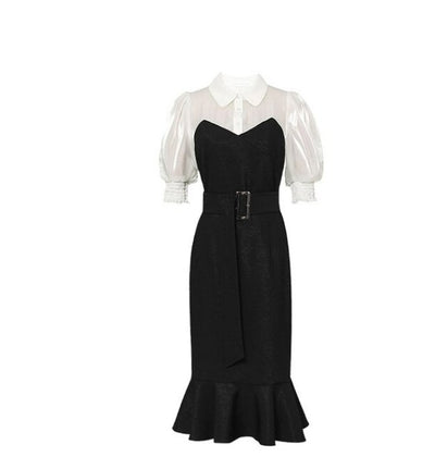 Abito Vintage Nero A Vita Alta Anni '40