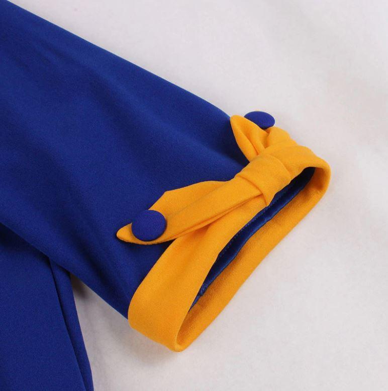 Abito Vintage Autunno Giallo Blu