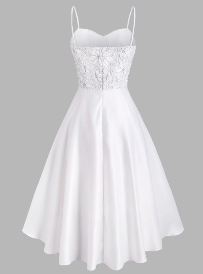 Abito Vintage Con Ricamo Bianco