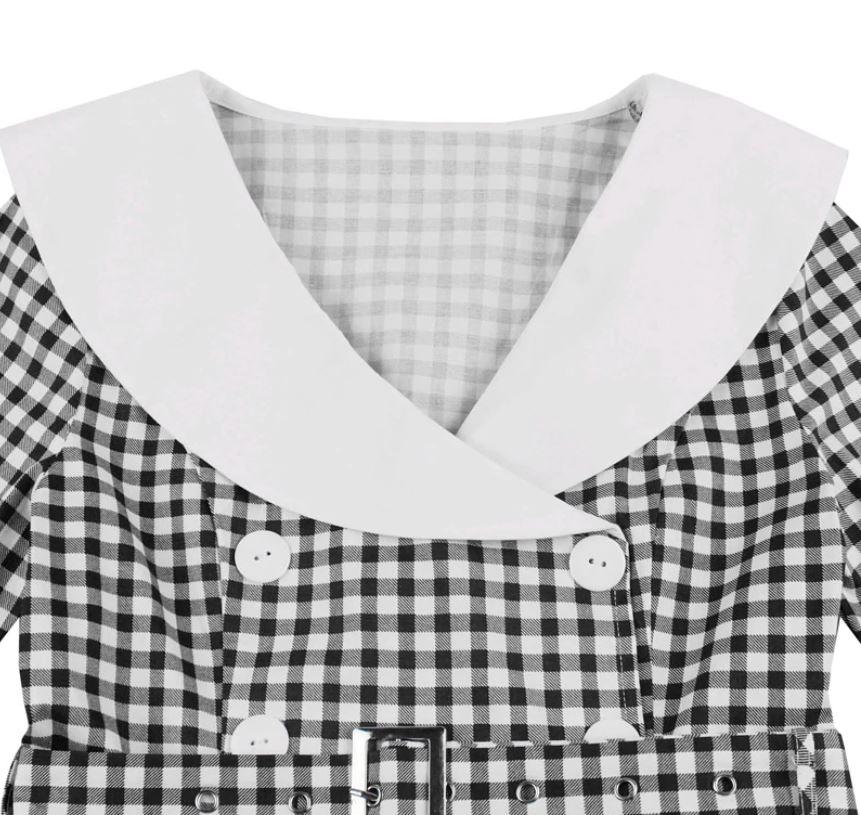 Abito Vintage A Quadri Neri