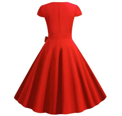 Abito Vintage Con Cintura Rossa