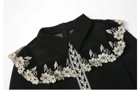 Abito Vintage Nero Con Colletto Alla Peter Pan