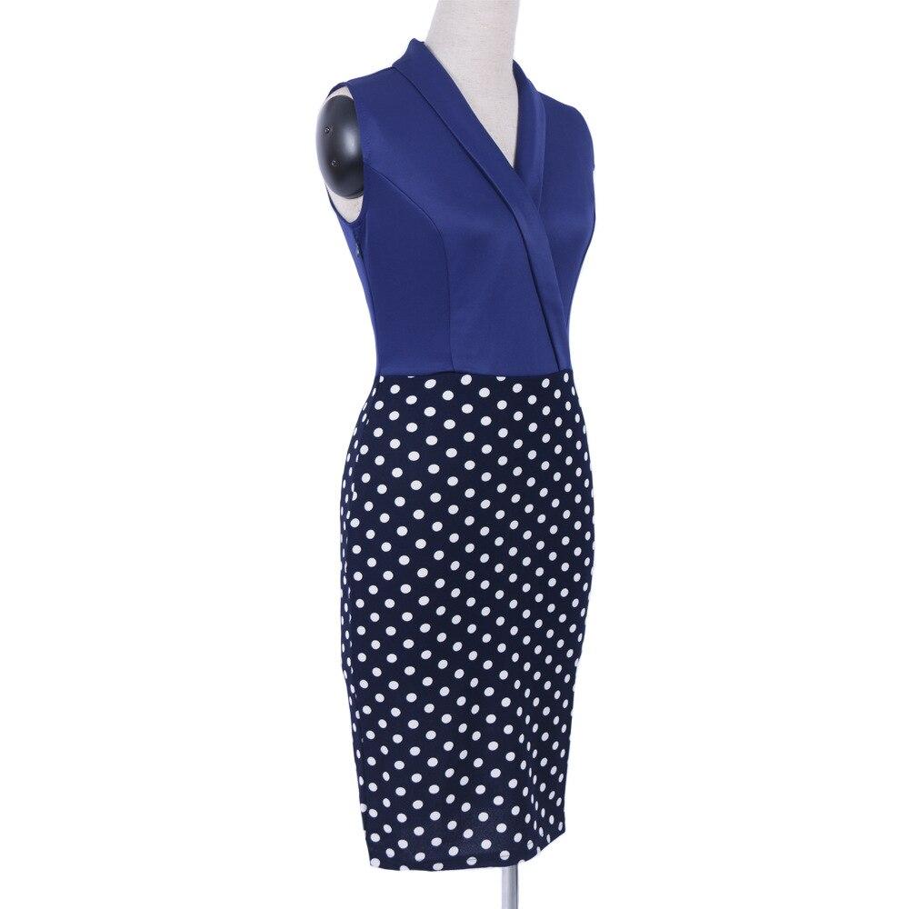 Abito Vintage A Tubino Blu A Pois