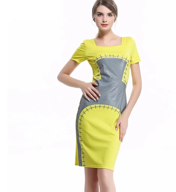 Abito Vintage A Matita Giallo Chic