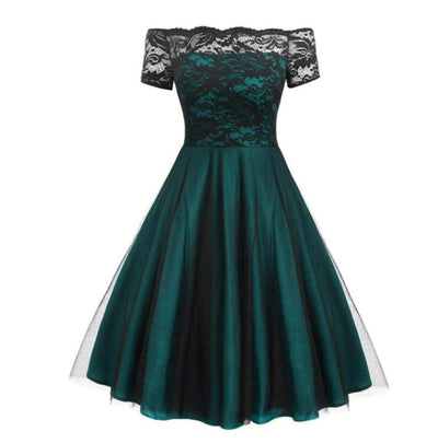 Abito In Pizzo Verde Vintage Anni '50