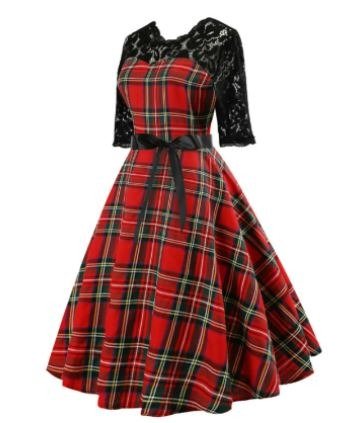 Abito Vintage In Pizzo A Quadri