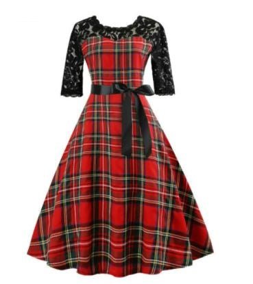 Abito Vintage In Pizzo A Quadri