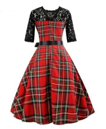 Abito Vintage In Pizzo A Quadri