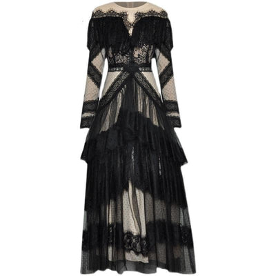 Abito Vintage In Pizzo A Maniche Lunghe