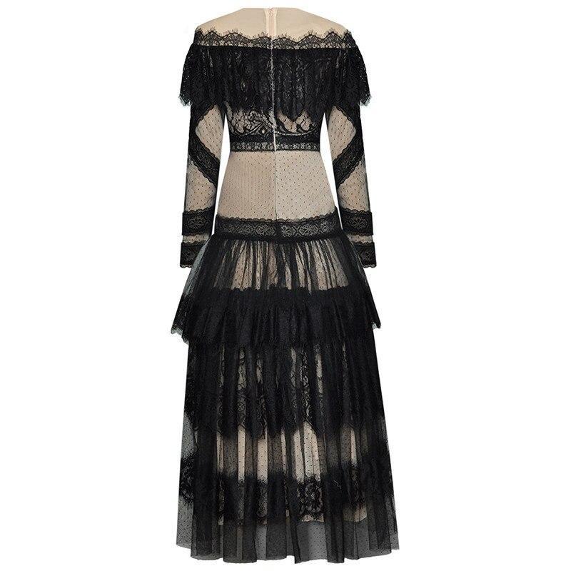 Abito Vintage In Pizzo A Maniche Lunghe