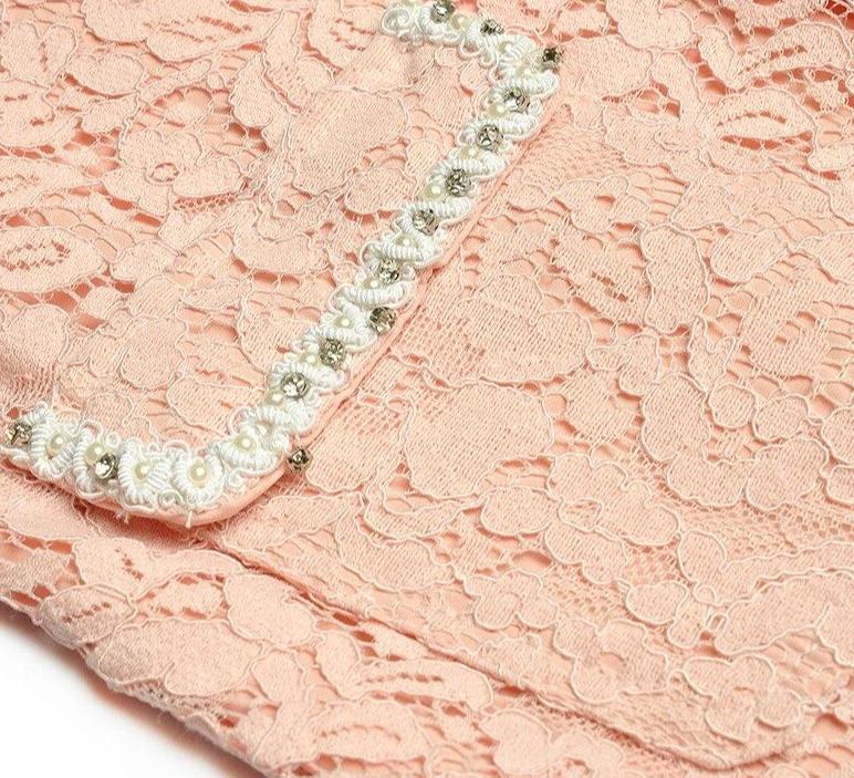 Abito Vintage In Pizzo Rosa