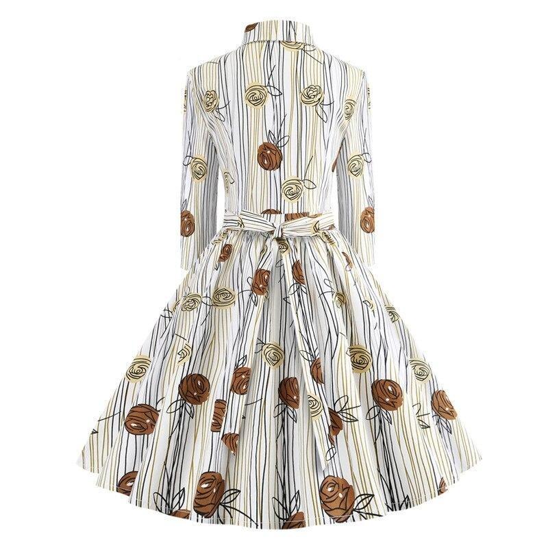 Abito Vintage Disegno Maniche Lunghe