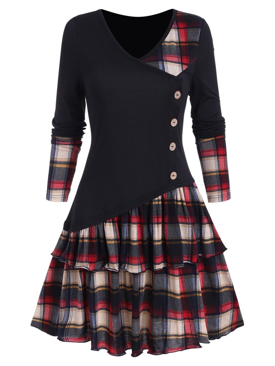 Abito Vintage Scozzese Nero