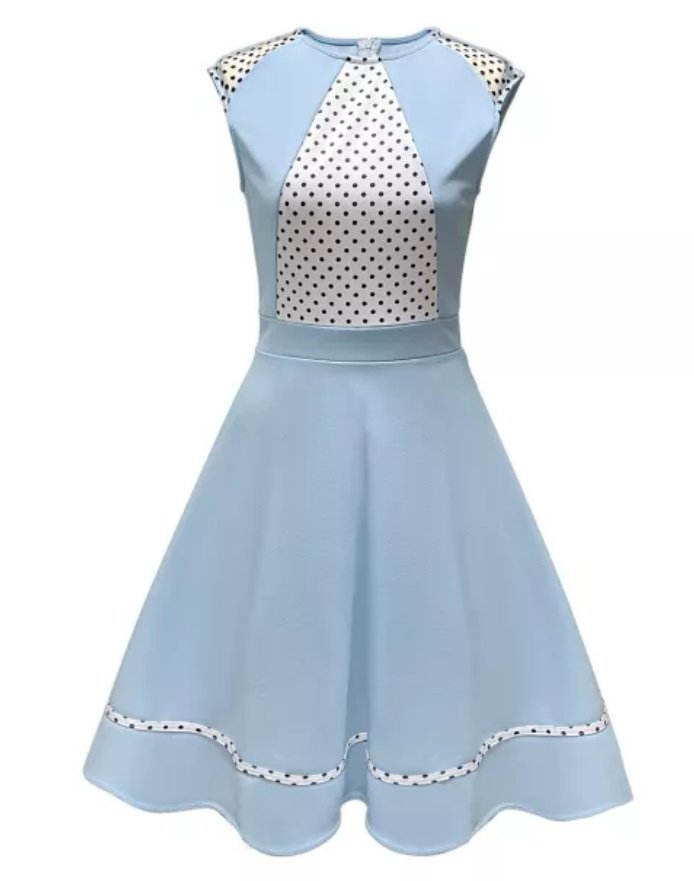 Abito Vintage A Pois Blu Da Donna