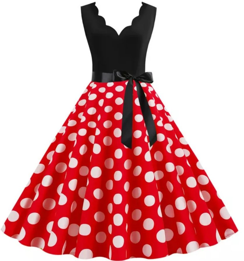 Abito Vintage A Pois Rossi Da Donna